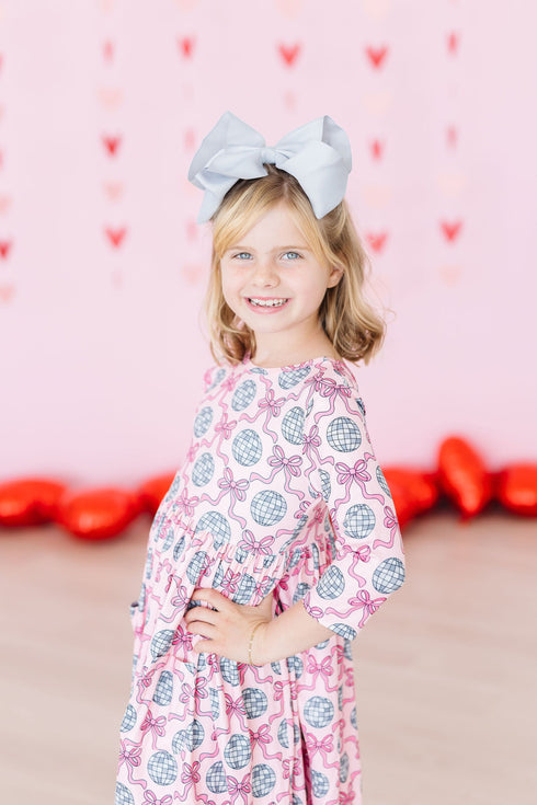disco-bows-3-4-sleeve-pocket-twirl-dress Mila &  Rose - Sophia's Style--3T--4
